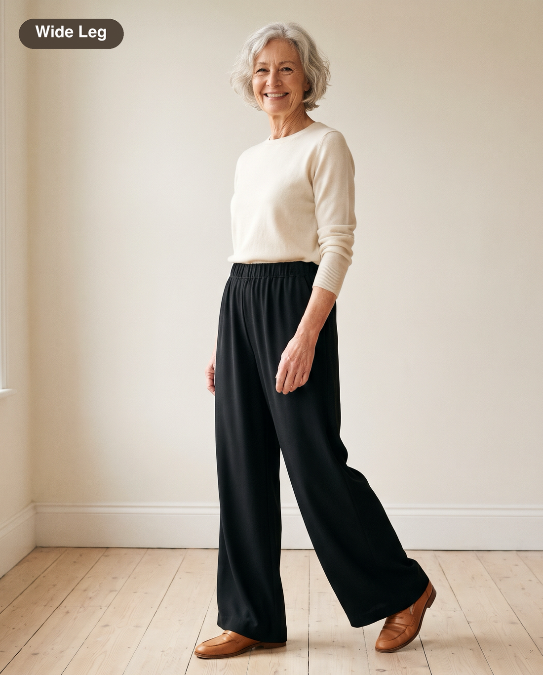 Wide leg trousers made from the pattern